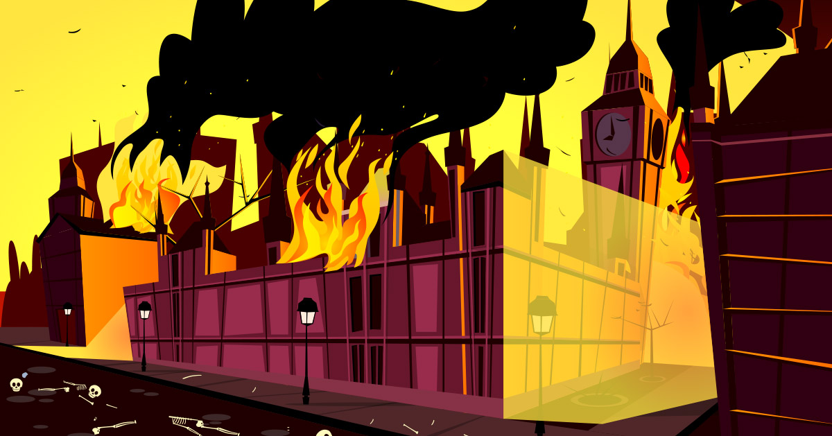 animation of burning building