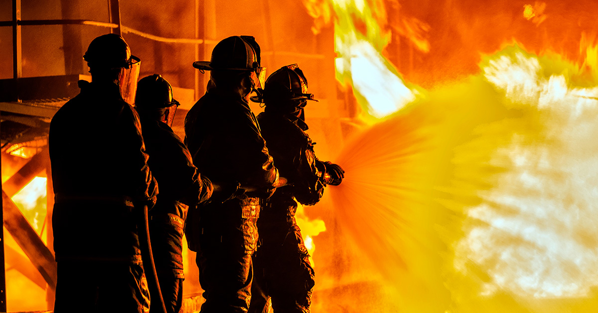 Fire Service Fighting Fire Blaze